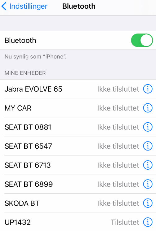 Bluetooth indstillinger